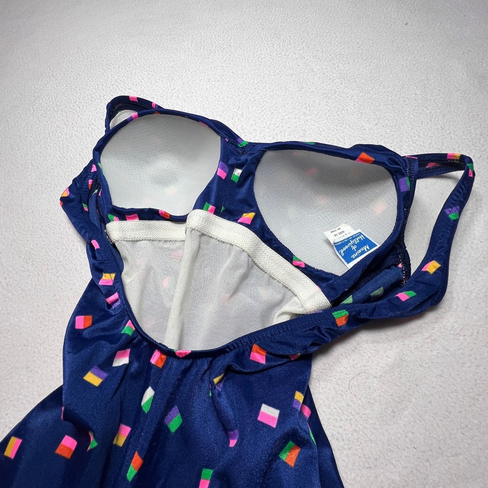 Maxine of Hollywood Swim Suit Women 12 Navy Blue Geometric Confetti One Piece - Picture 7 of 8